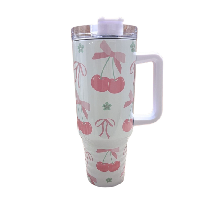 Cherry Coquette 40 oz Travel Tumbler With Bows  Stylish And Functional Companion