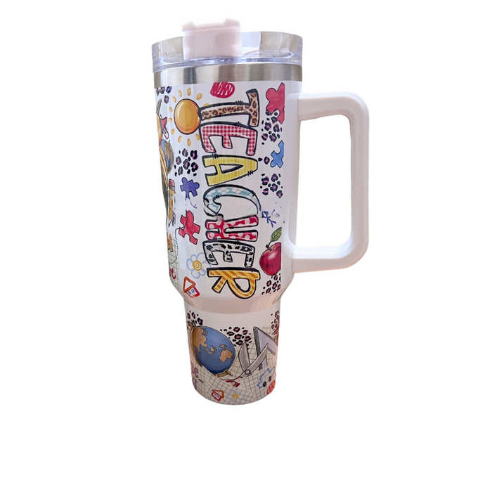 Teach Inspire Motivate 40 oz Tumbler With Handle A Tribute To Educators