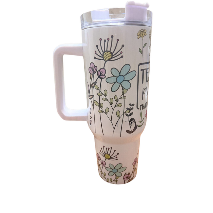 Teacher's Inspirational Floral Design Companion 40 oz Handle Tumbler