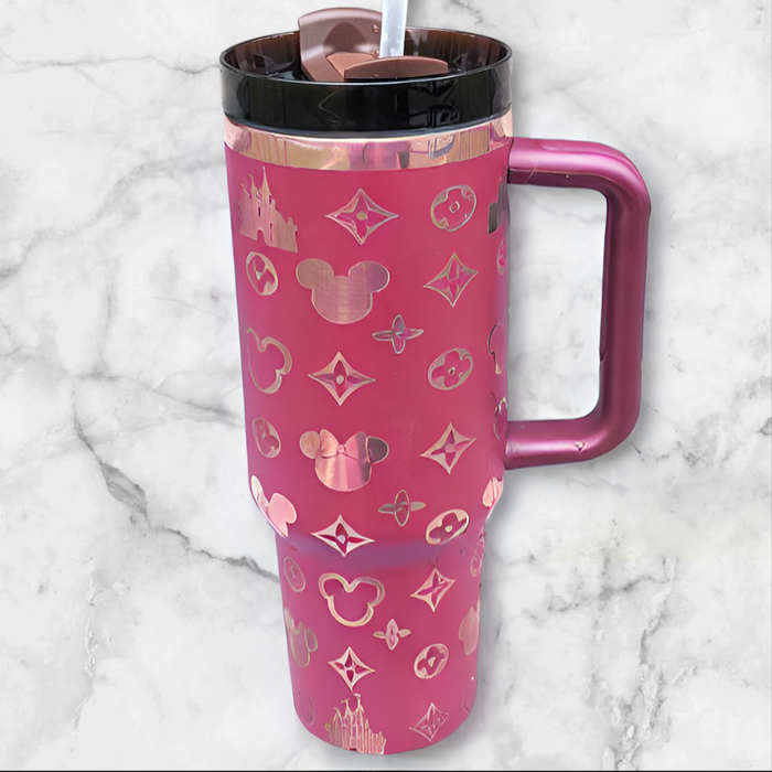 Magical Mouse Designer Themed Tumbler With Handle And Straw Lid