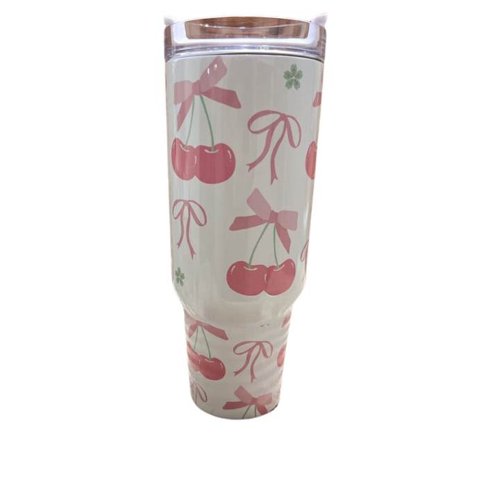 Cherry Coquette 40 oz Travel Tumbler With Bows  Stylish And Functional Companion