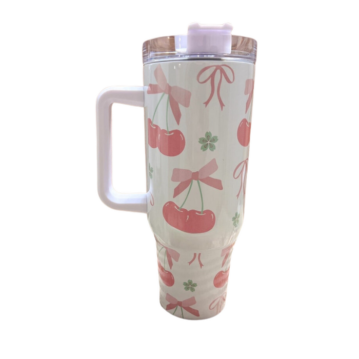 Cherry Coquette 40 oz Travel Tumbler With Bows  Stylish And Functional Companion