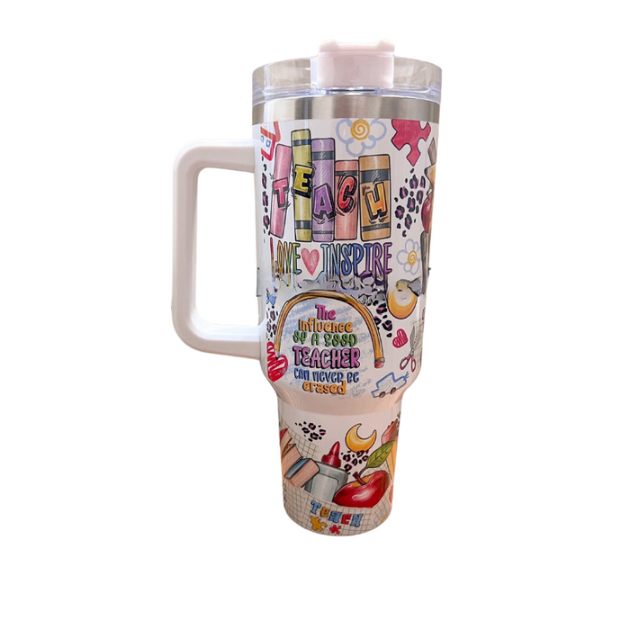 Teach Inspire Motivate 40 oz Tumbler With Handle A Tribute To Educators