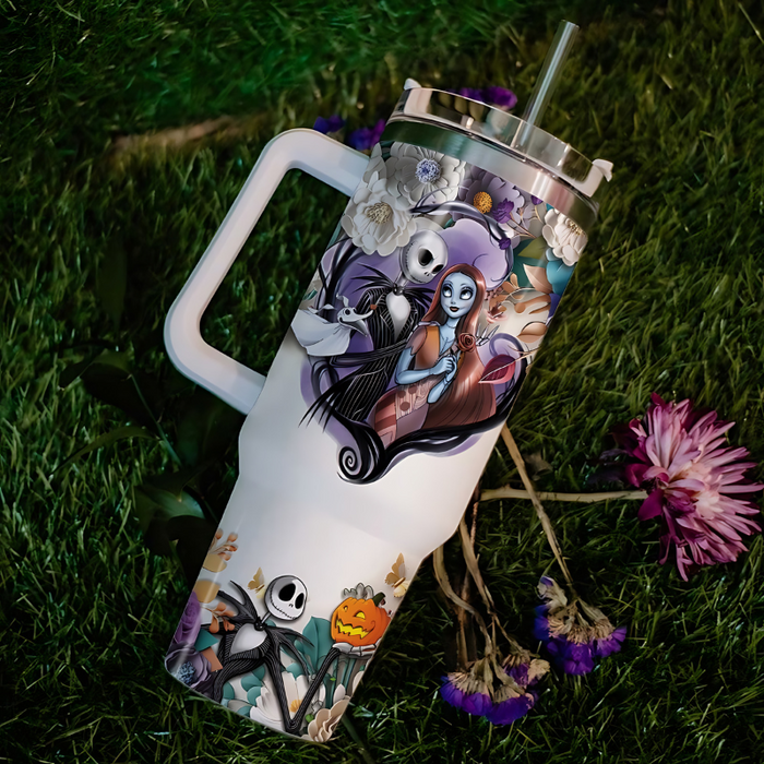 Custom Name Jack Skellington 3D Flower Tumbler