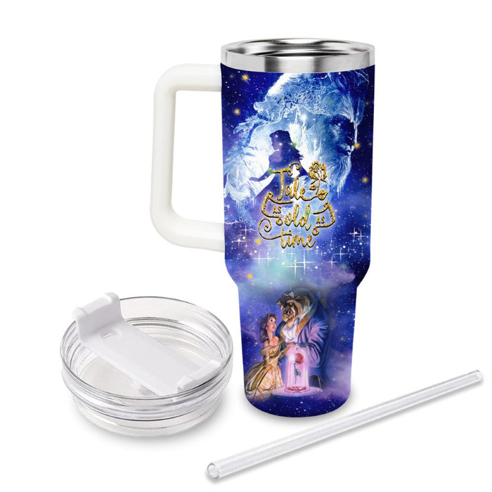 Beauty And The Beast Castle Printed Glitter Insulated Tumbler