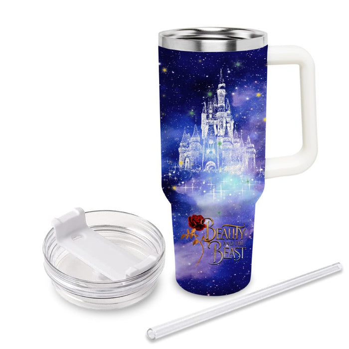 Beauty And The Beast Castle Printed Glitter Insulated Tumbler