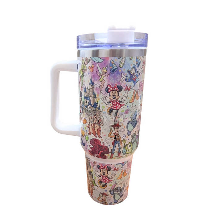 Cartoon Characters Pattern Tumbler With Handle