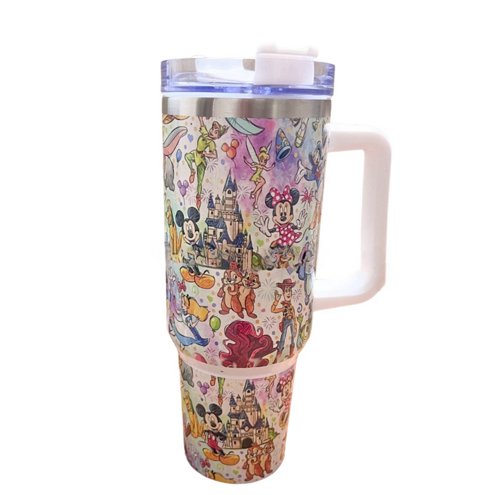 Cartoon Characters Pattern Tumbler With Handle