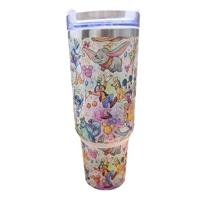 Cartoon Characters Pattern Tumbler With Handle