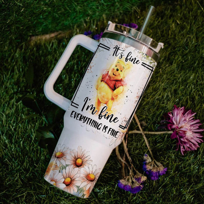 Custom Winnie The Pooh Insulated Cupholder Friendly Tumbler