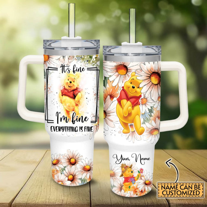 Custom Winnie The Pooh Insulated Cupholder Friendly Tumbler