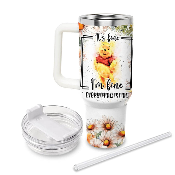 Custom Winnie The Pooh Insulated Cupholder Friendly Tumbler