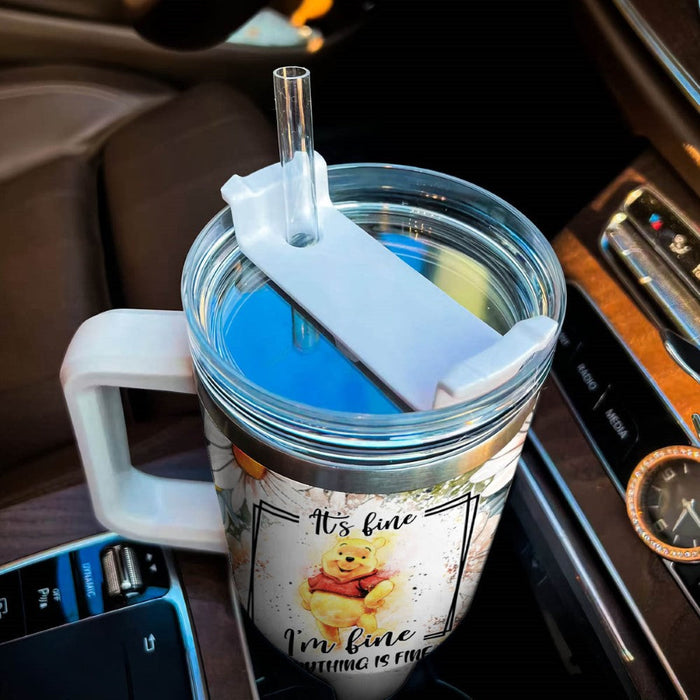 Custom Winnie The Pooh Insulated Cupholder Friendly Tumbler