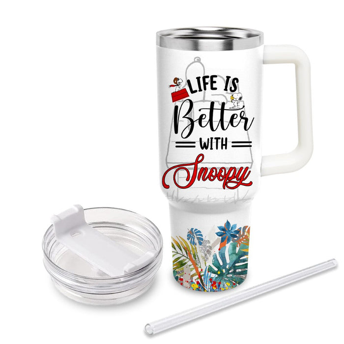 Life Is Better With Snoopy Printed Cupholder Friendly Tumbler