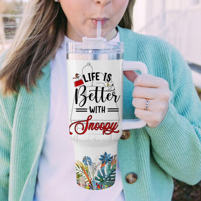 Life Is Better With Snoopy Printed Cupholder Friendly Tumbler