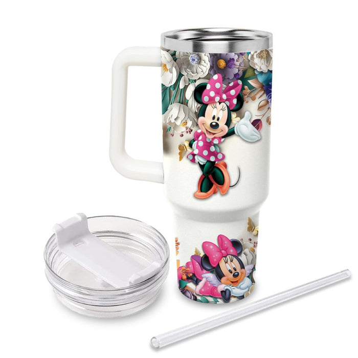 Custom Name Minnie Mouse Printed Cupholder Friendly Tumbler