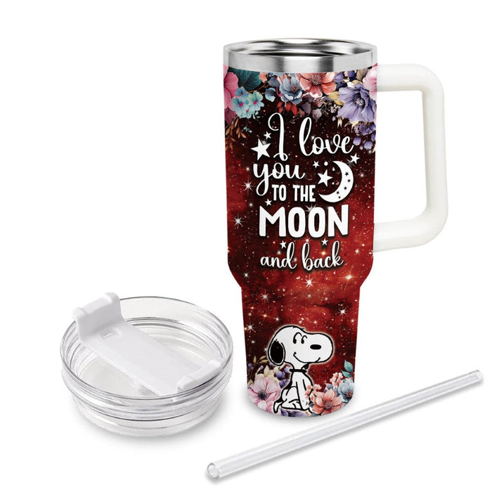 Custom Name Snoopy To The Moon And Back Printed Tumbler