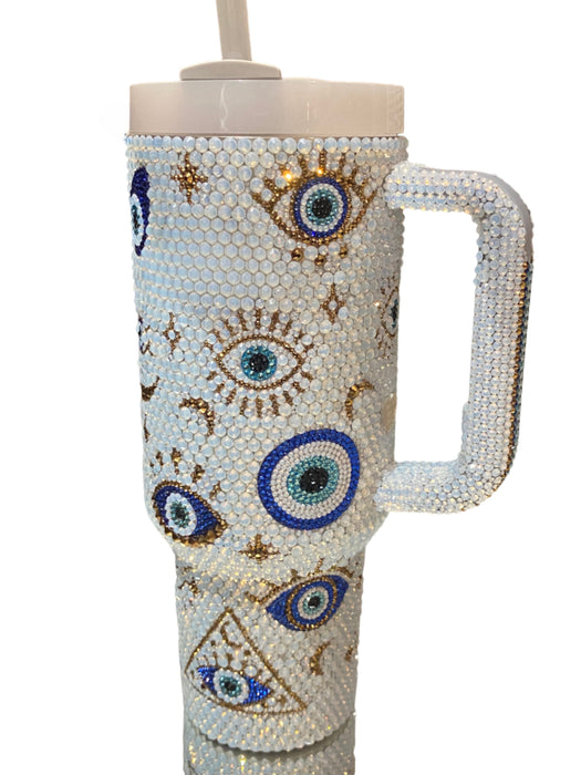 Opal Evil Eye Bling 40 Oz Insulated Tumbler With Handle