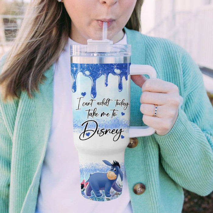 Custom Name Eeyore Printed Insulated Tumbler With Handle