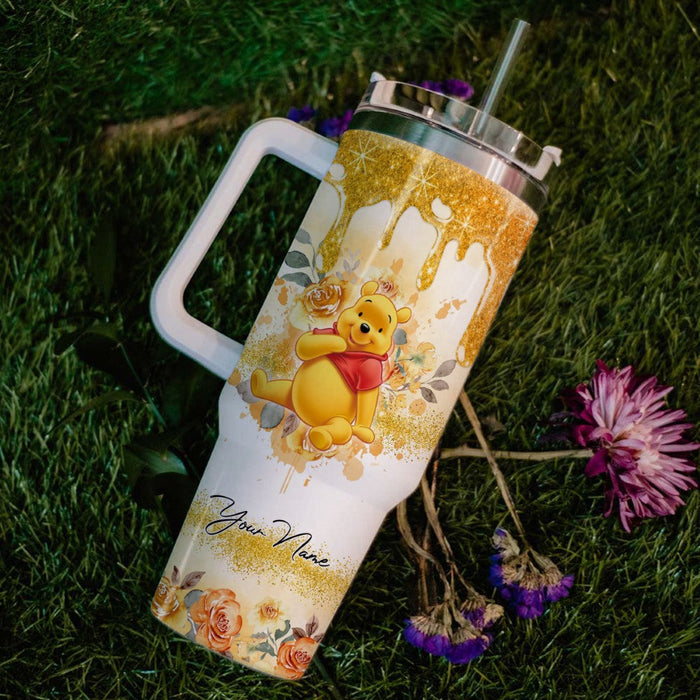 Custom Name Winnie The Pooh Printed Insulated And Leak Resistant Tumbler