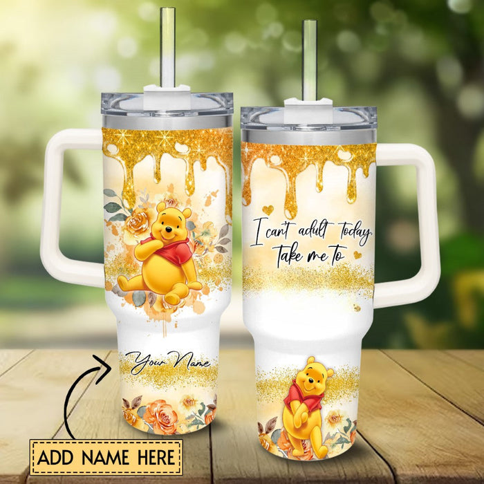 Custom Name Winnie The Pooh Printed Insulated And Leak Resistant Tumbler