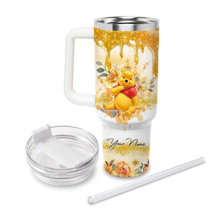 Custom Name Winnie The Pooh Printed Insulated And Leak Resistant Tumbler