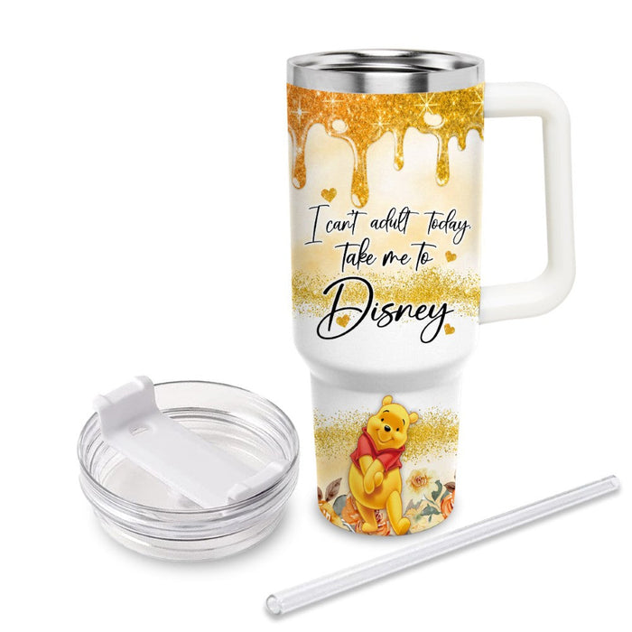 Custom Name Winnie The Pooh Printed Insulated And Leak Resistant Tumbler