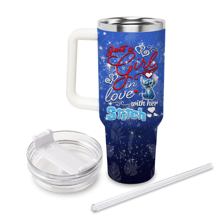 Lilo And Stitch Printed Straw Lid Cupholder Friendly Tumbler