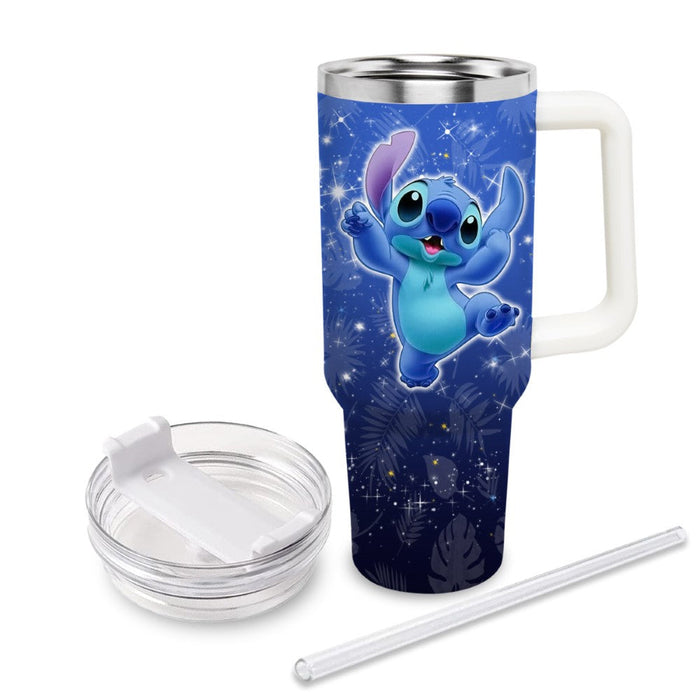 Lilo And Stitch Printed Straw Lid Cupholder Friendly Tumbler