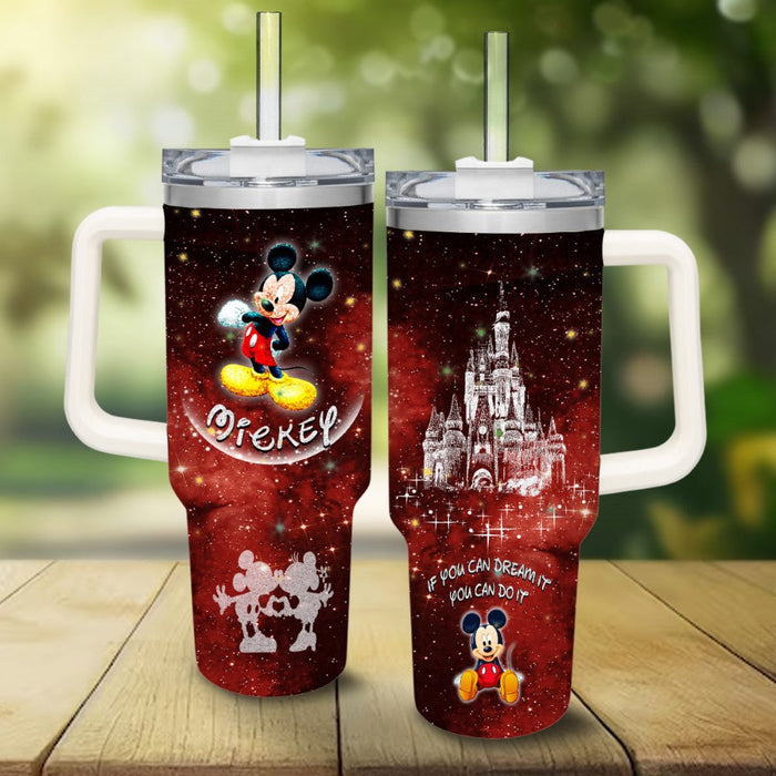 Mickey Mouse Castle Glitter Pattern Tumbler