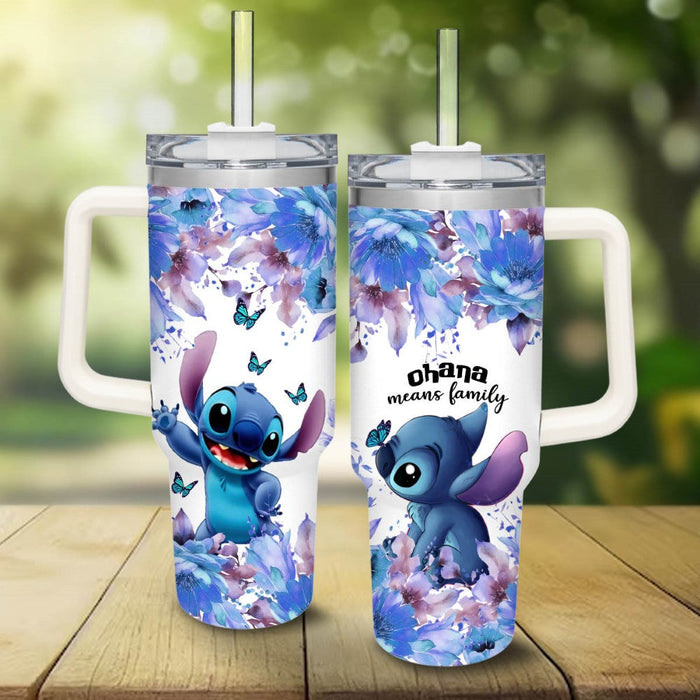 Stitch Flower Pattern Leak Resistant Tumbler