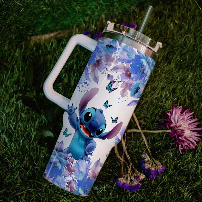 Stitch Flower Pattern Leak Resistant Tumbler