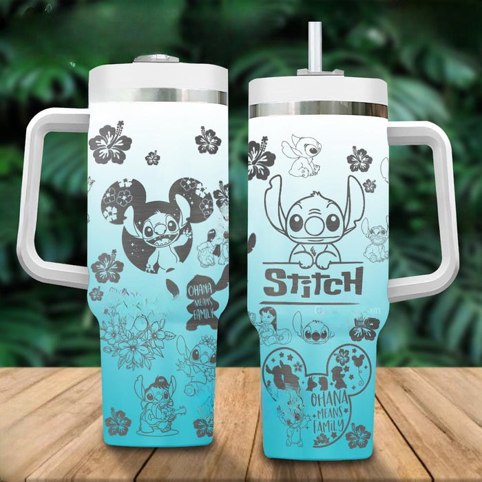 Stitch Pattern Laser Engraved Double Wall Insulated 40oz Tumbler