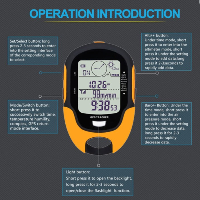 GPS Navigation Receiver Portable Digital Altimeter Barometer Compass