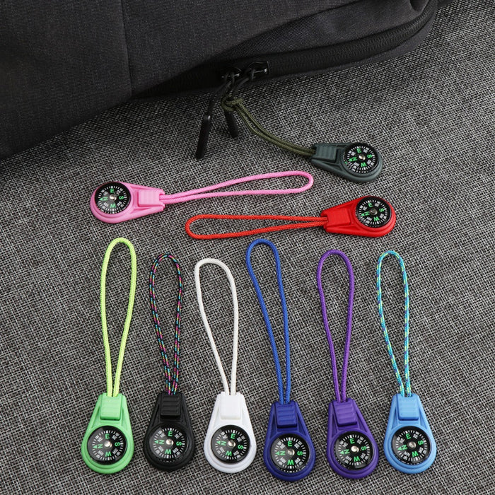 2Pcs Zipper Tail Rope Pocket Compasses