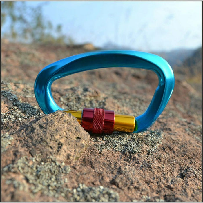 D Shaped Climbing Carabiner With Safety Screw